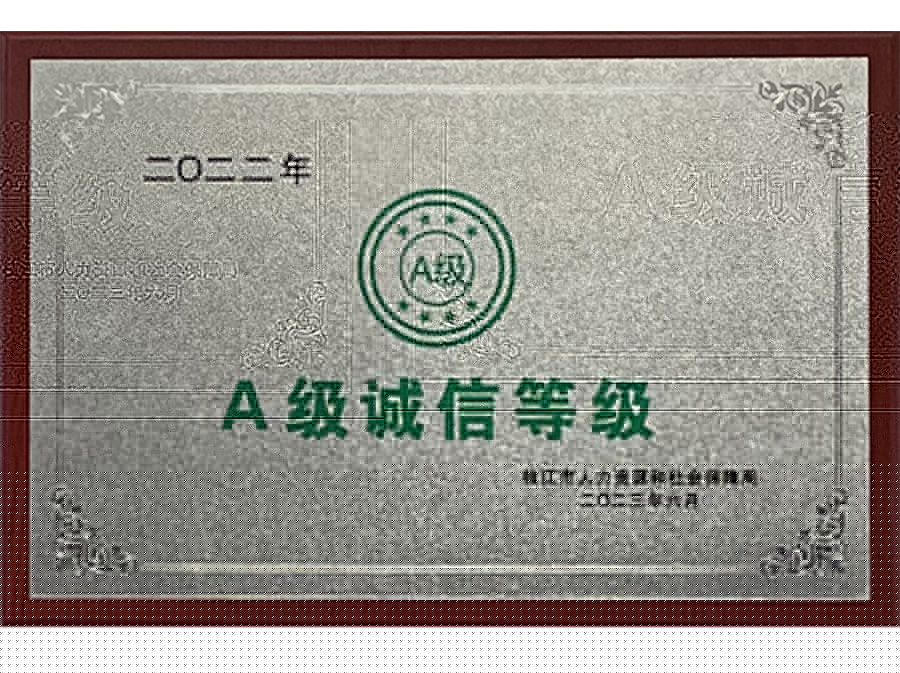 2022年A級(jí)誠(chéng)信等級(jí)